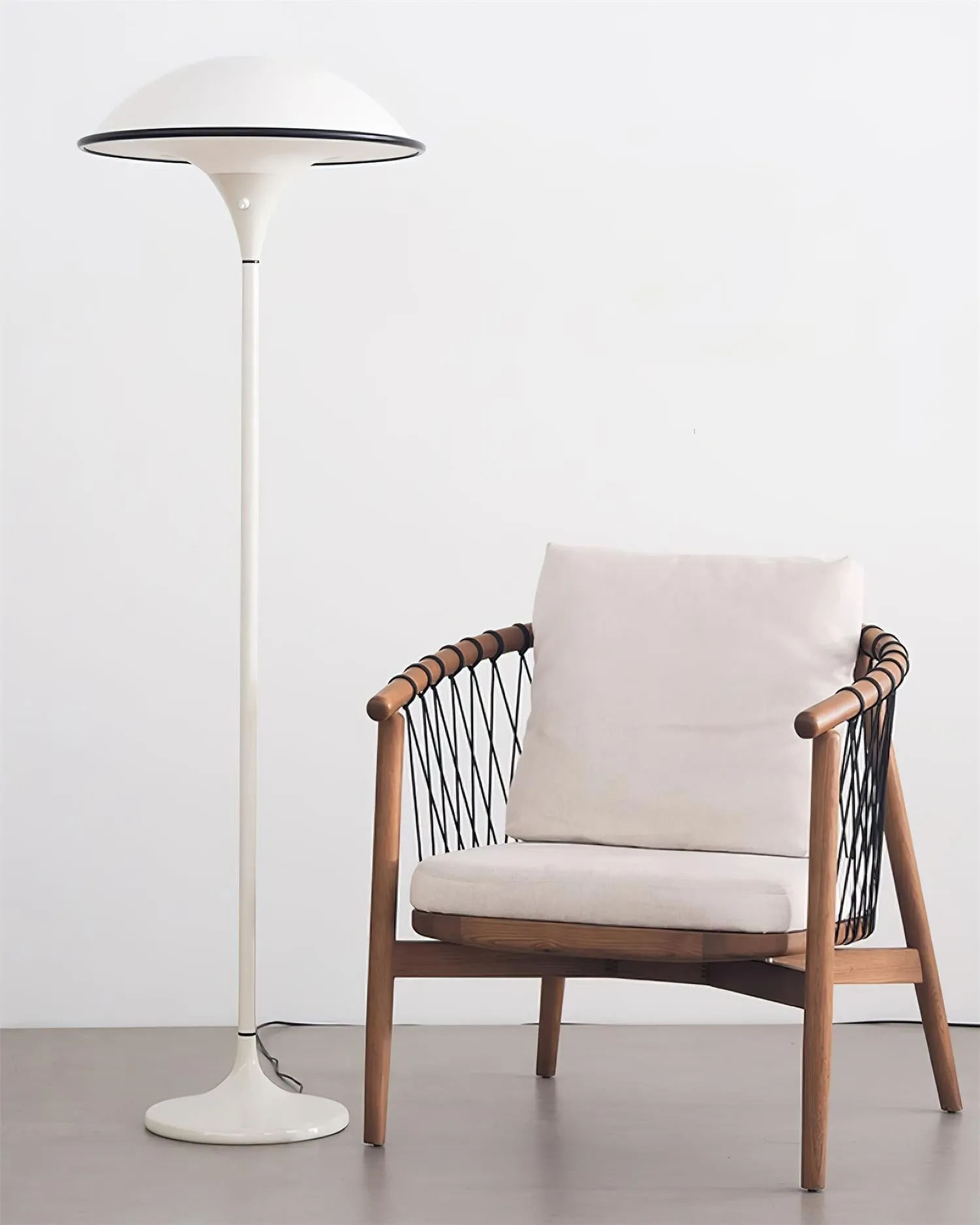 Danish Retro White Flying Saucer Floor Lamp M278