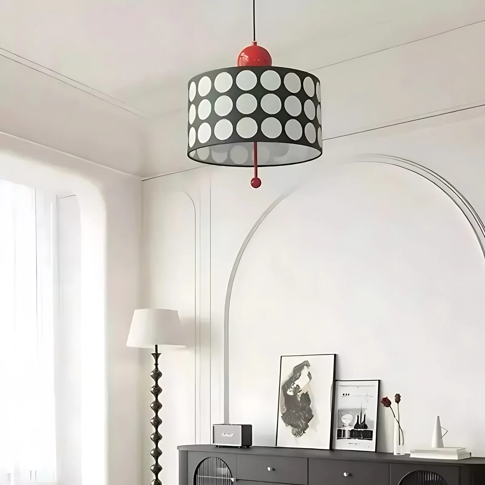 Polka Dot Lattice Pendant Lamp - French Vintage Light for Dining M165
