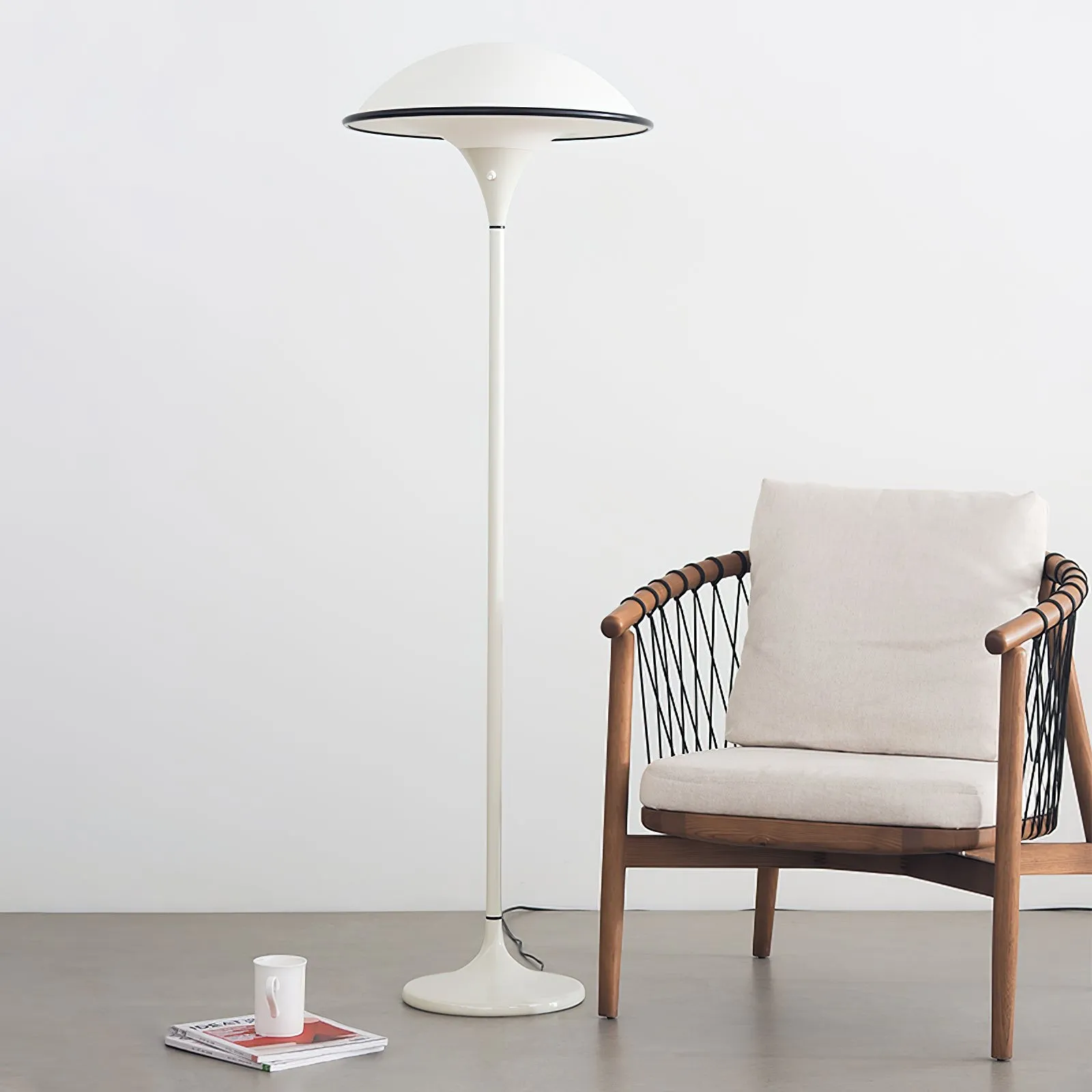 Danish Retro White Flying Saucer Floor Lamp M278