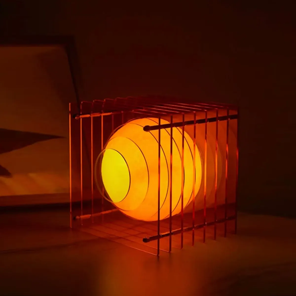 Geometric Moon Cube Lamp – Atmospheric luminous sphere S252