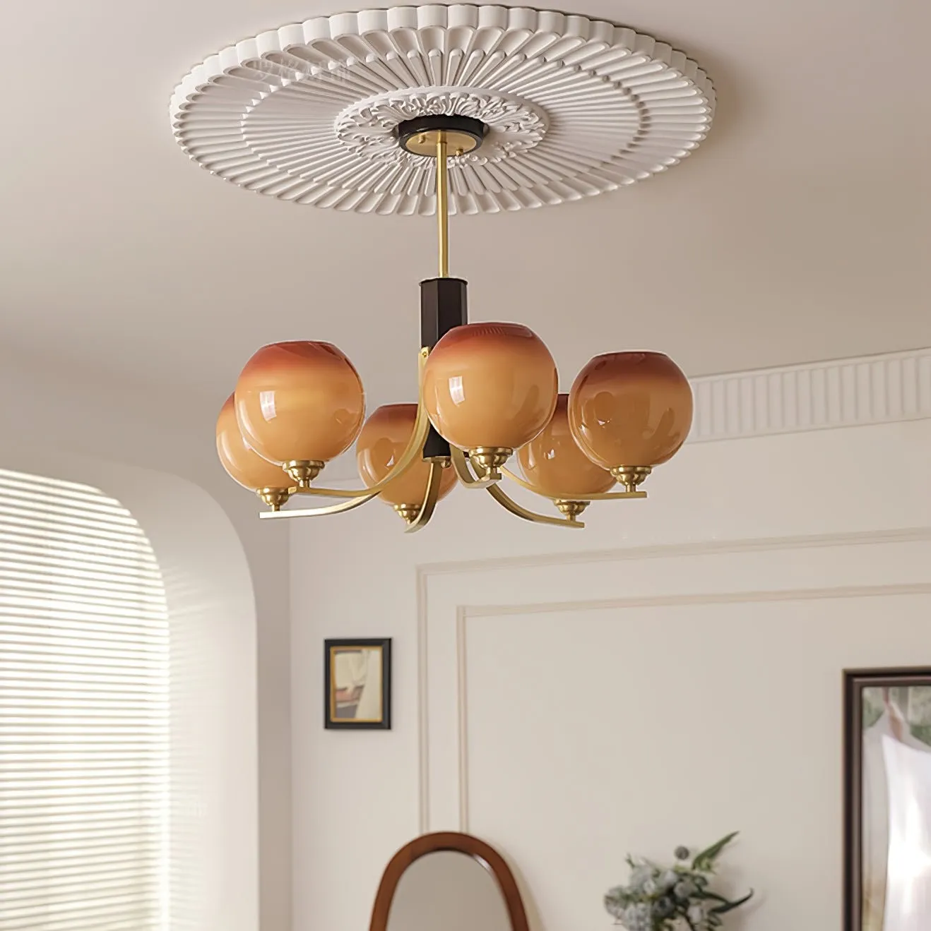 Vintage Caramel Globe Chandelier M398