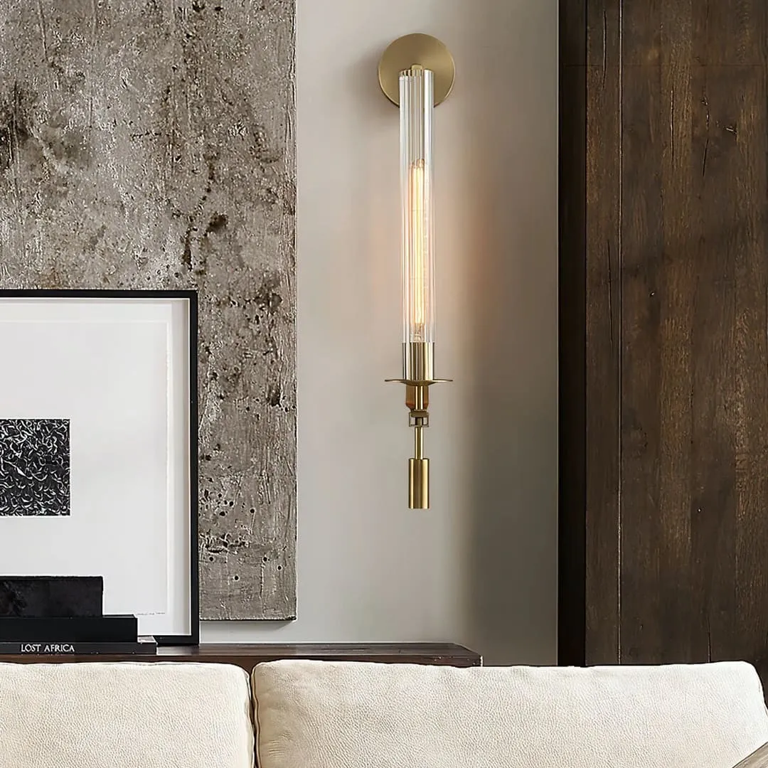 Ribbed Glass Wall Lamp with Slim Metal Base – Classic Meets Modern S229