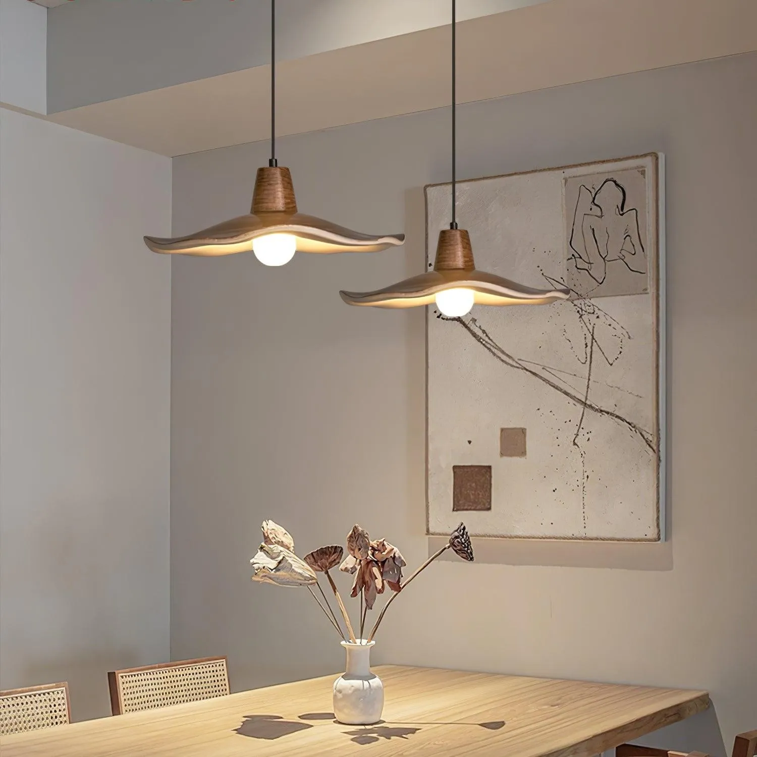 Black Imitation Walnut Wood Grain Kitchen Pendant Lamp M492