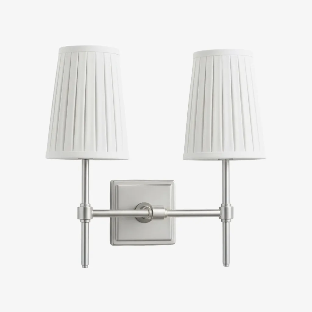Derlina Stylish Retro Wall Lamp with White Linen Shades – Modern Industrial Design for Any Room T273