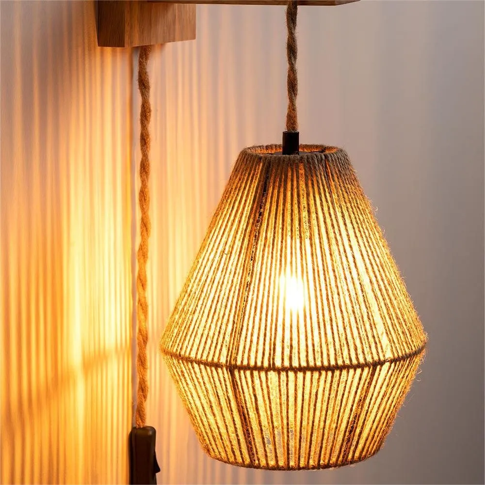 Natural Rope Design Wall Lamp for Bedroom