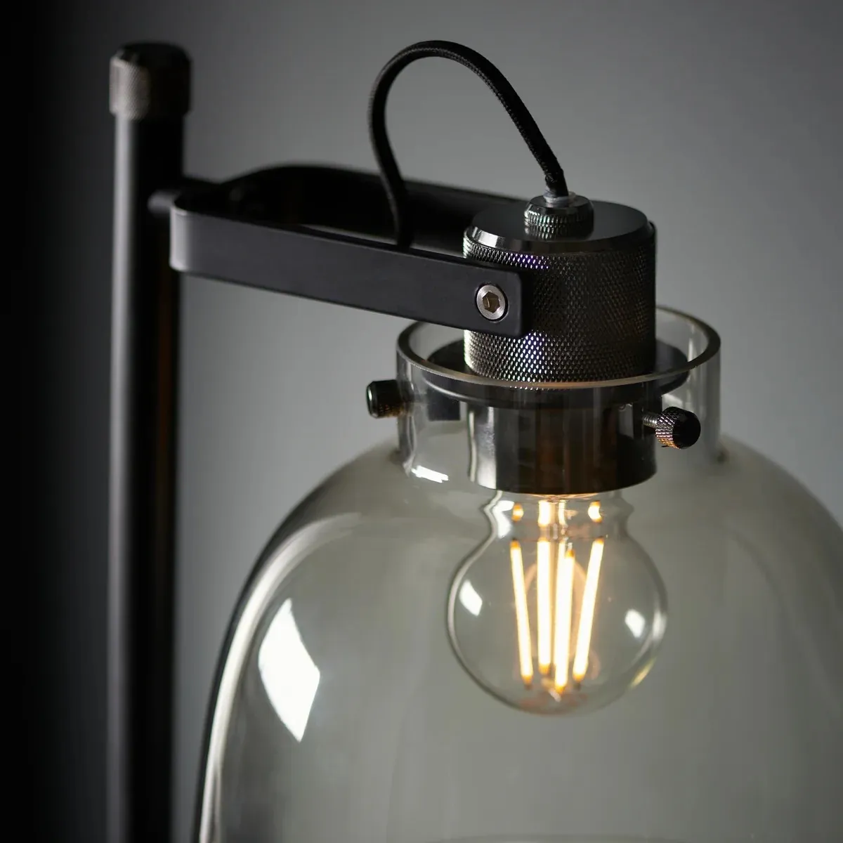 Readium Industrial Floor Lamp - Adjustable Glass Head Metal Base for Living Room and Bedroom T869