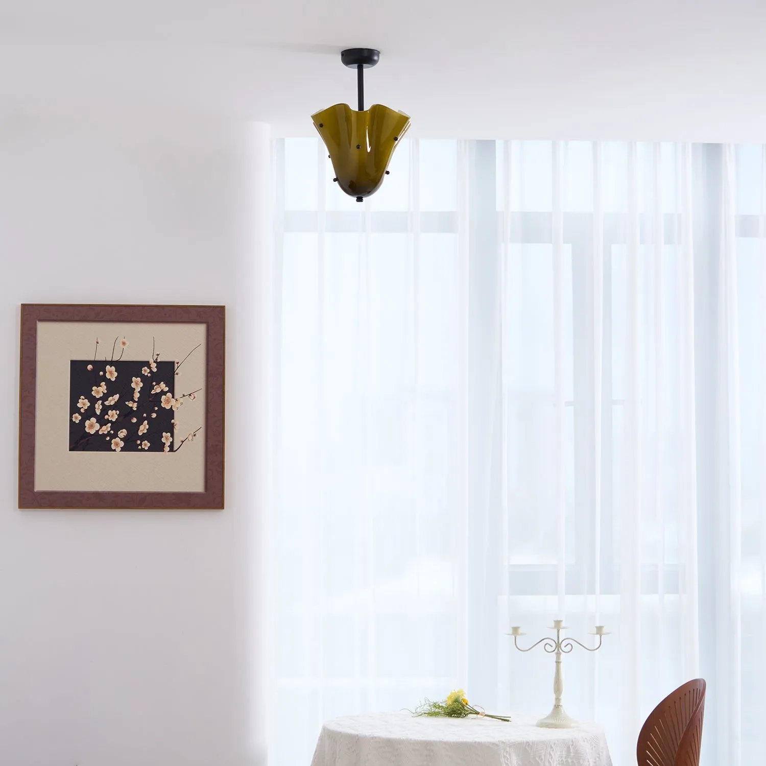 Bellina Petal Fold Glass Ceiling Light - Artistic Fixture for Bedroom T282