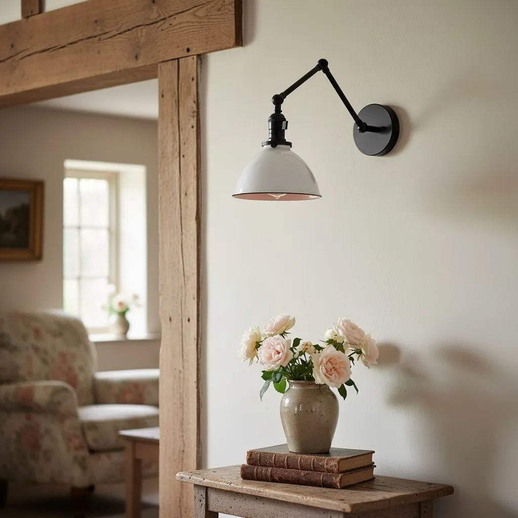 Conique Metal Vintage Industrial Swing Arm Wall Lamp - Adjustable Dome Shade for Study T313