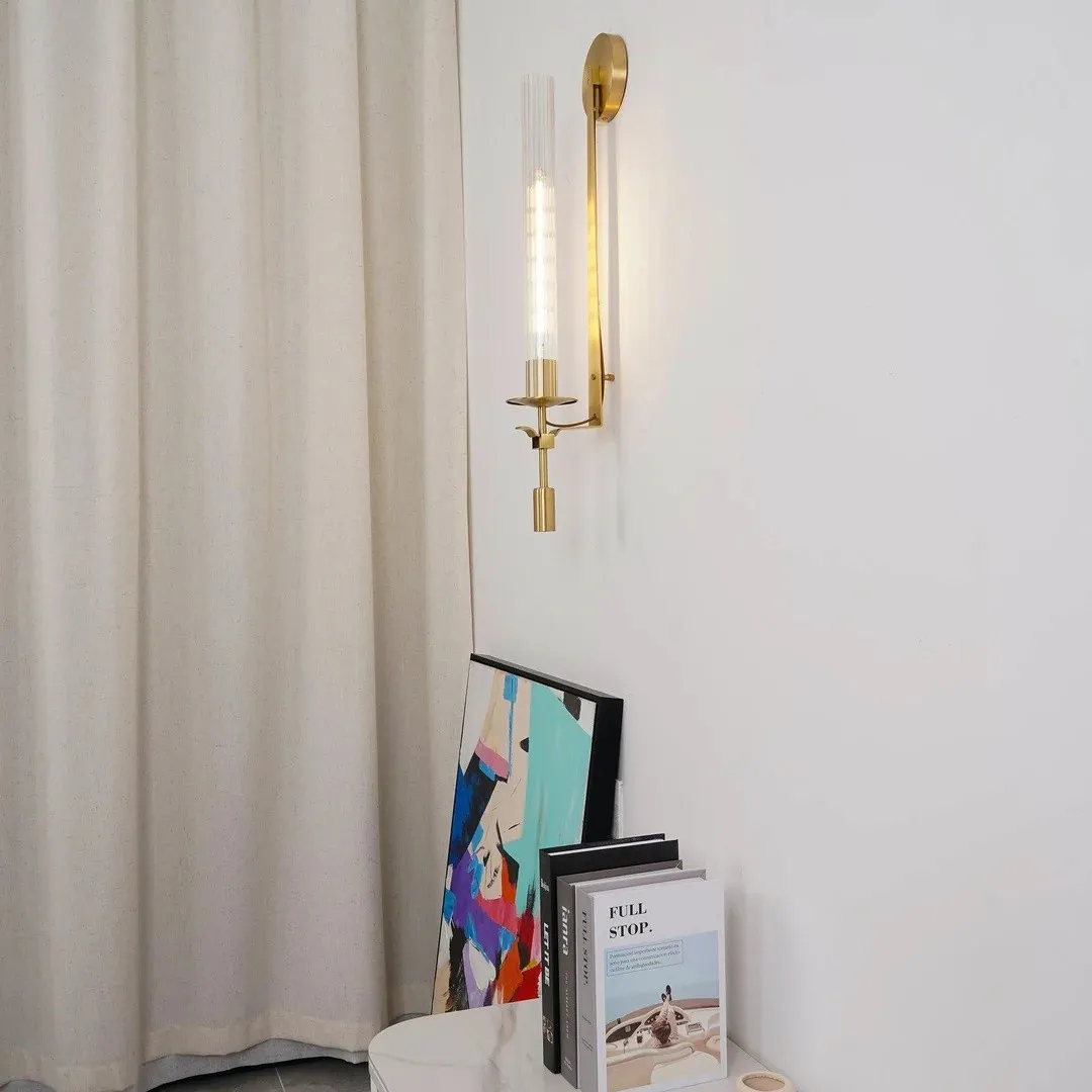 Ribbed Glass Wall Lamp with Slim Metal Base – Classic Meets Modern S229