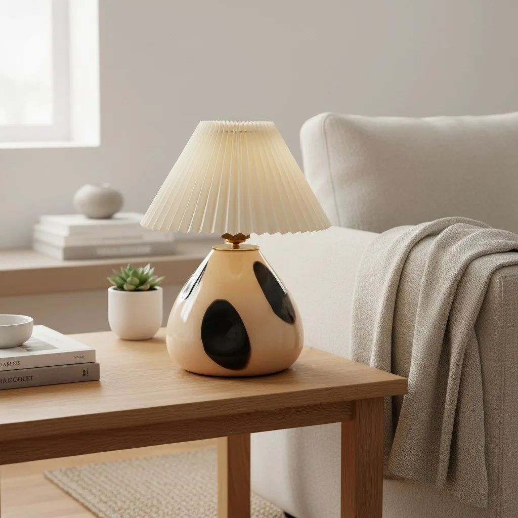 Undara Decorative Table Lamp – Fabric Shade Glass Base for Home T591