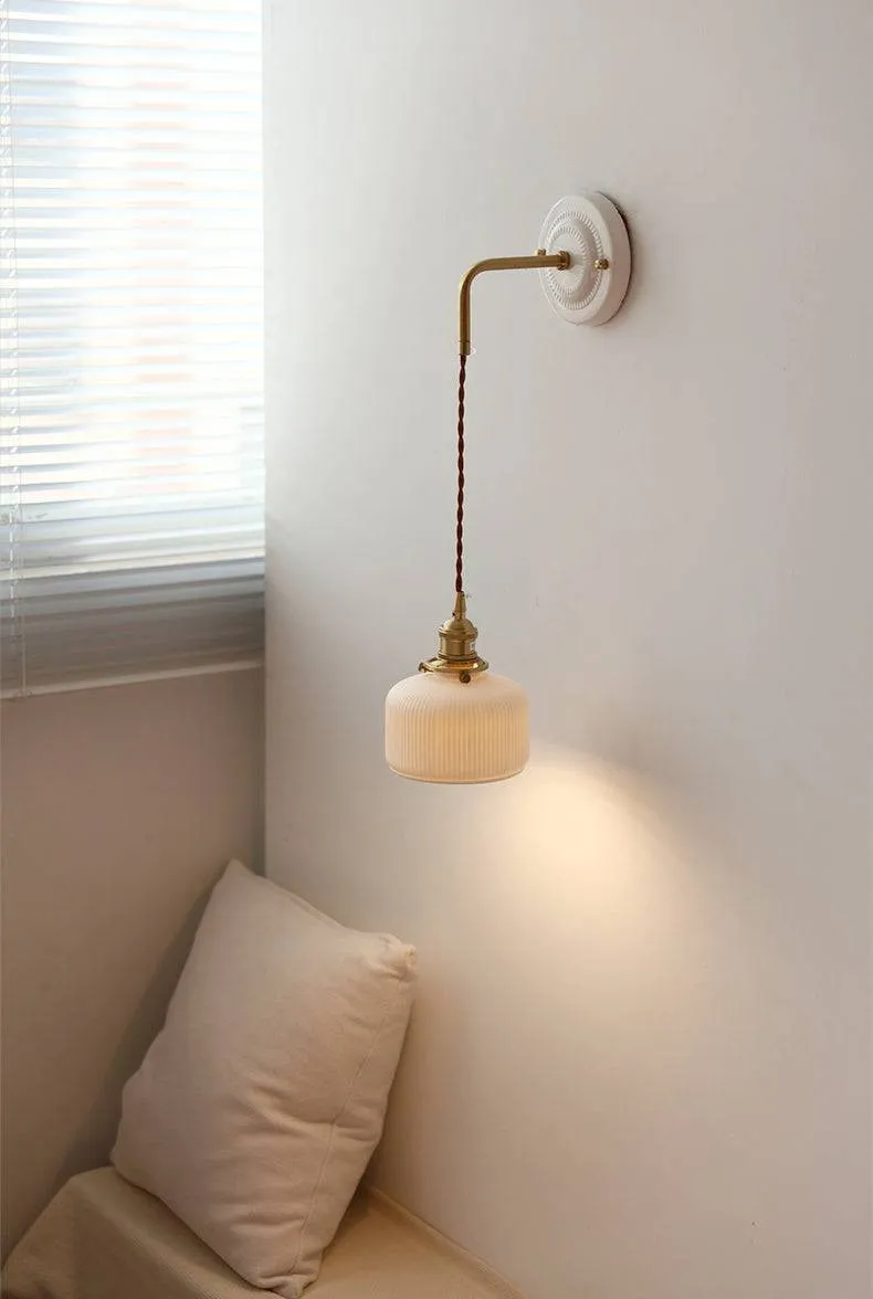 Elegant Ceramic Wall Sconce – Minimalist Modern Lighting for Living Rooms T449