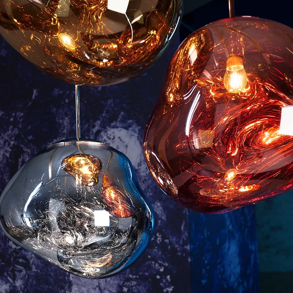 Glass Dynamic Pendant Light - Artistic Metallic Glow Pendant for Dining Area S54
