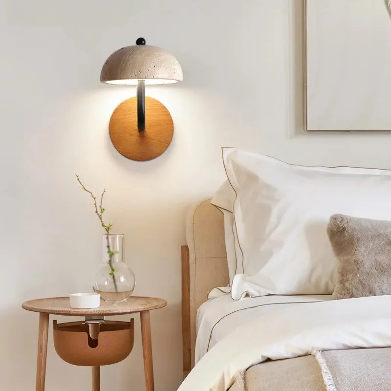 Travertine Umbrella Wall Lamp - Vintage Design with Integrated LED S314