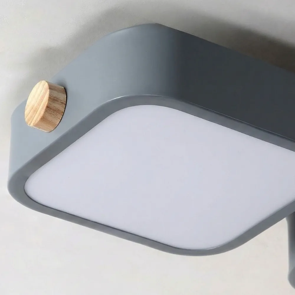 Modern LED Ceiling Lamp - Square Wood Block Design for Kitchen or Living Room S383