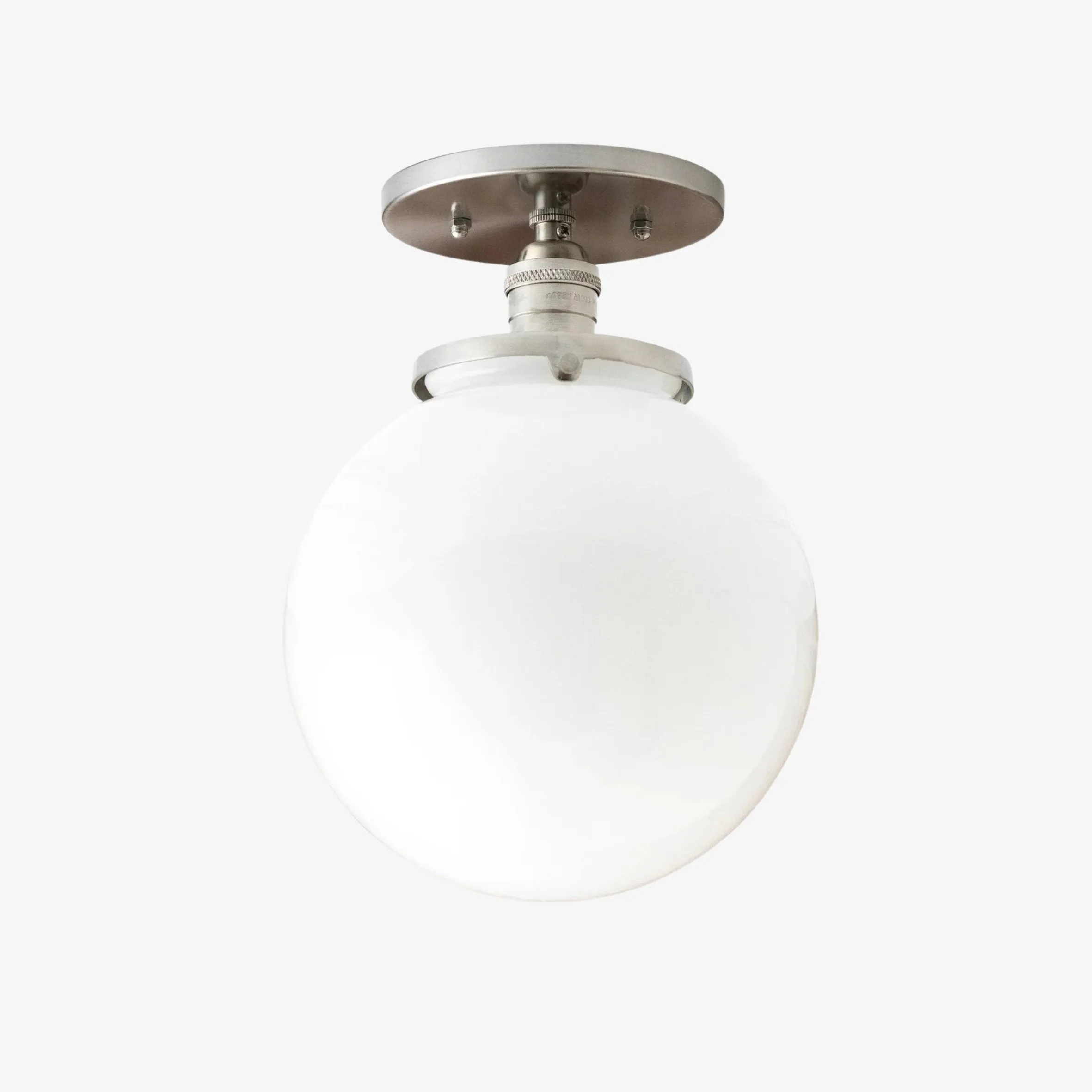 Glorica Glass Mid Century Semi Flush Ceiling Light - Whte Opal Gliass Globe Fixture T368
