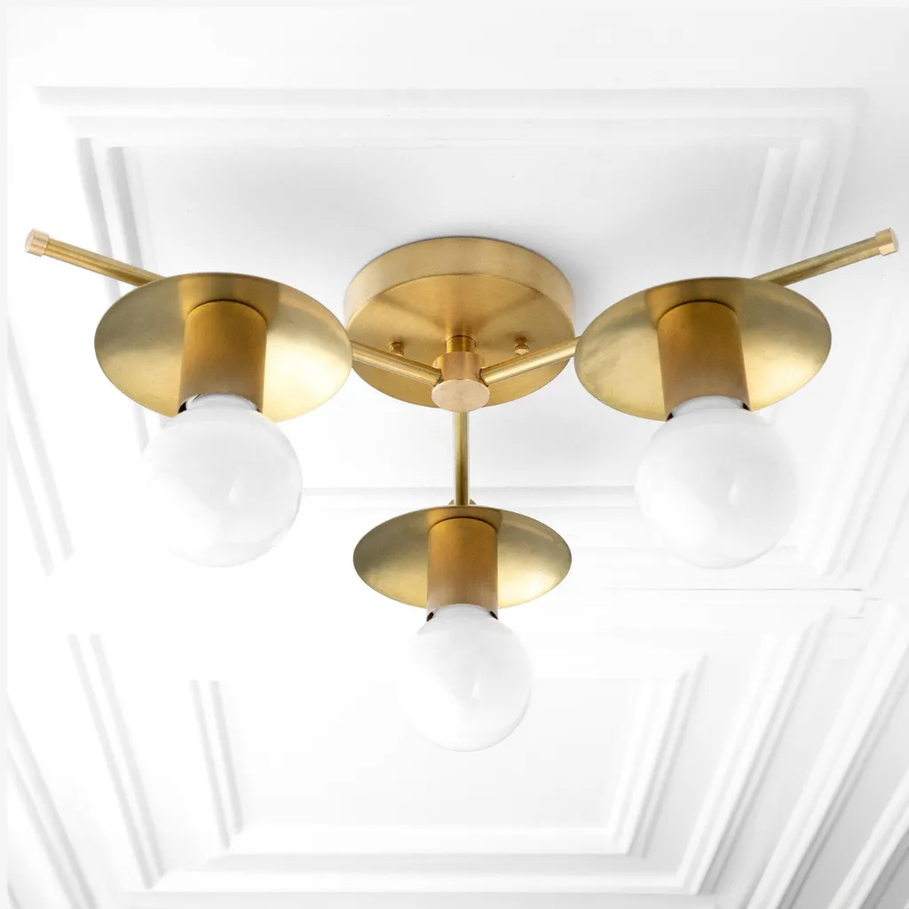 Radiro Globe Industrial Art Deco Light - Unfinished Brass Chandelier with Backsplashes T297