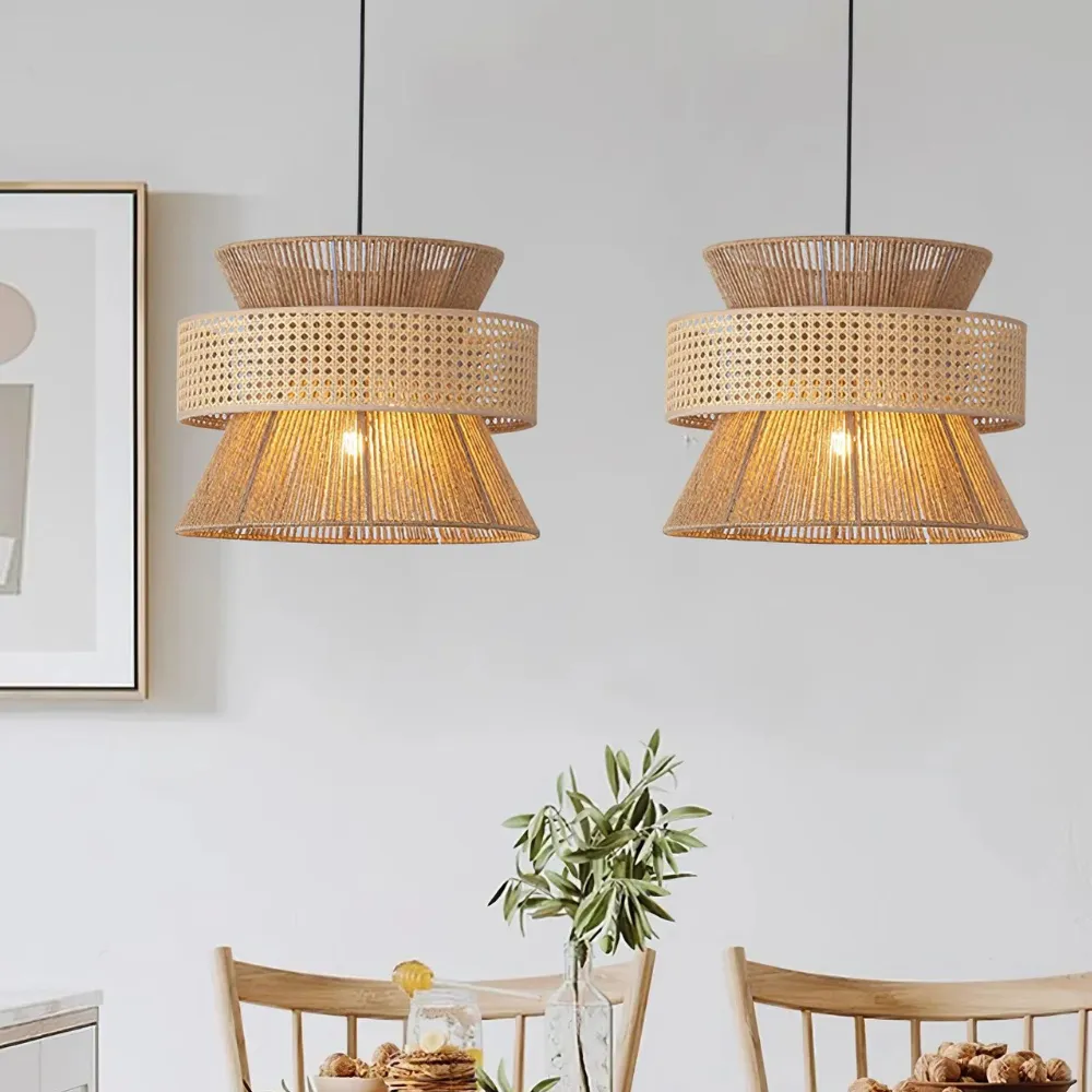 Handwoven Hemp Rope Rattan Veil Pendant Light T2037
