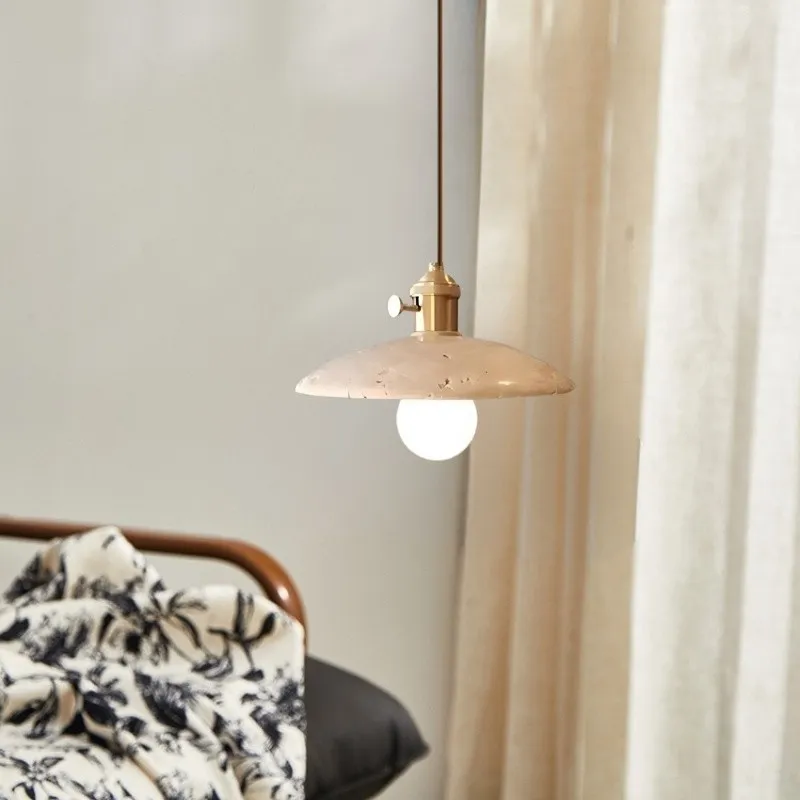 Modern Travertine Pendant Lamp – Antique Copper Fixture S279