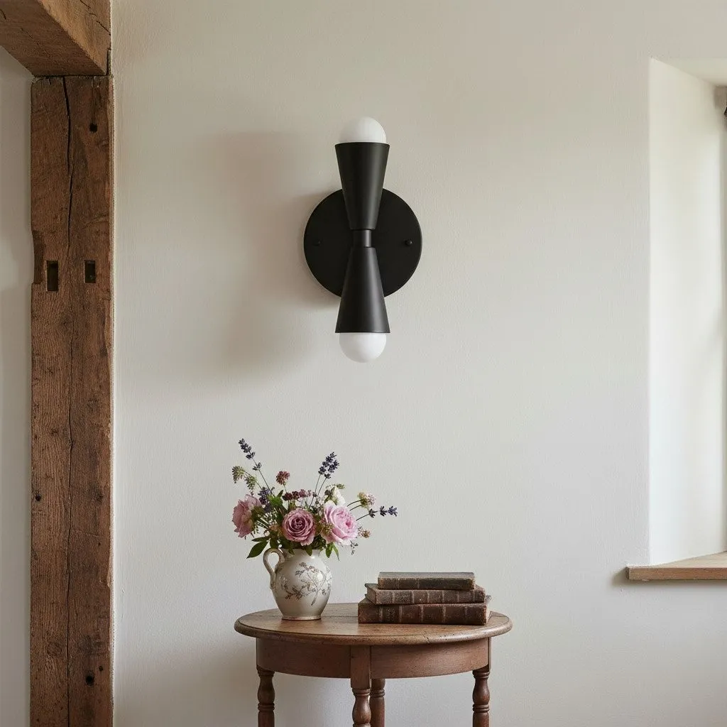 Pyralis  Cone Shade  Double Wall Light - Contemporary Living Room Glow T334