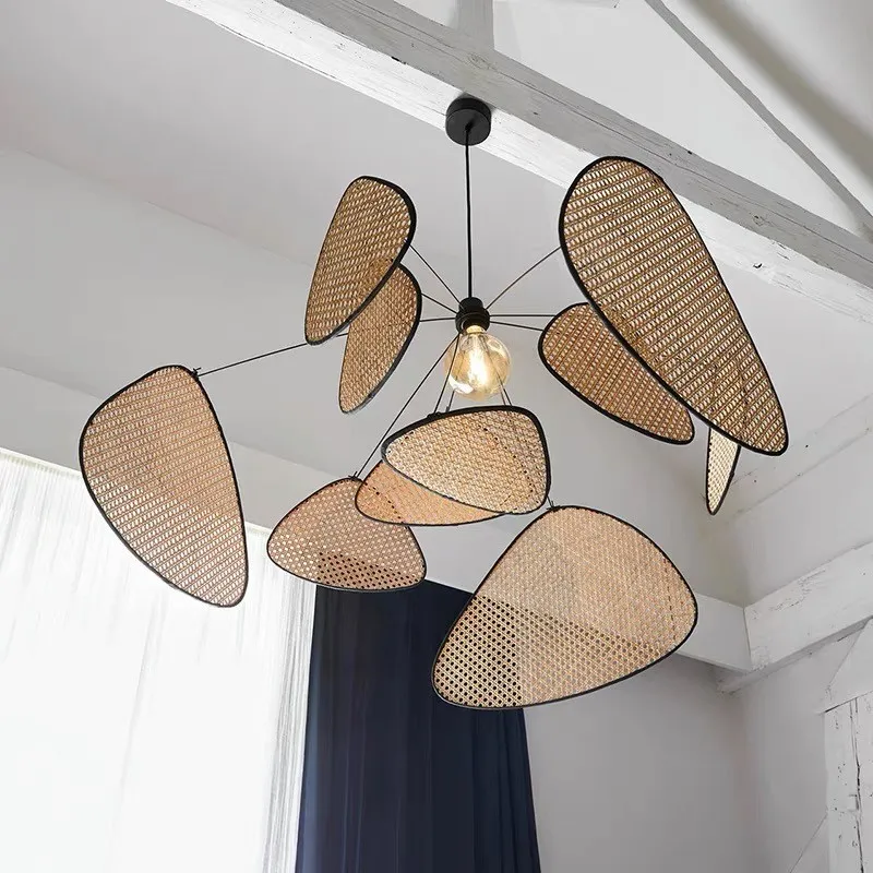 Screen Cannage Pendant Light - Woven Rattan Design for Living Room