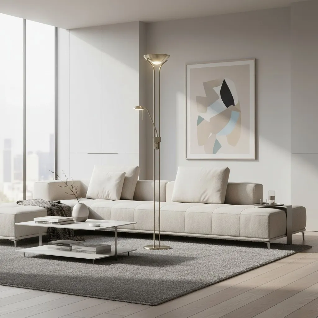 Linexis Art Deco Metal & Opal Glass Floor Lamp - Dual-Light Design for Modern Interiors T942