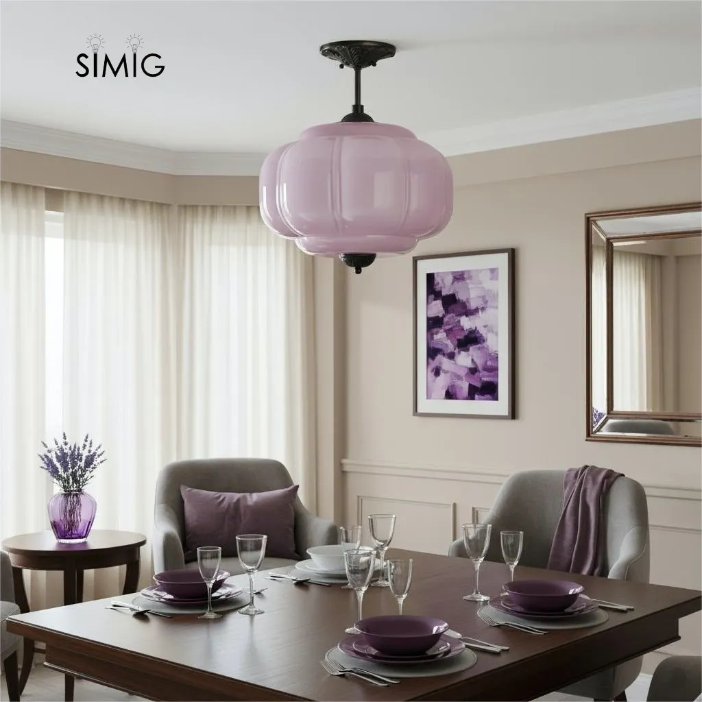 Eloise Vintage Glass Pendant Light - Elegant Design Semi-Flush Mount Light G53