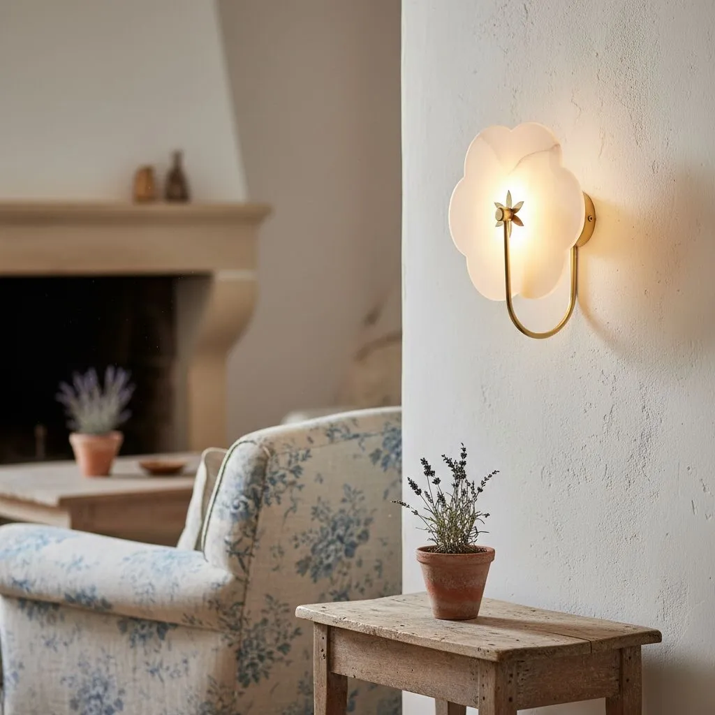 Albi Alabaster Wall Lamp - Carved floral Outlines are Suitable for Living Rooms or Bedrooms T728