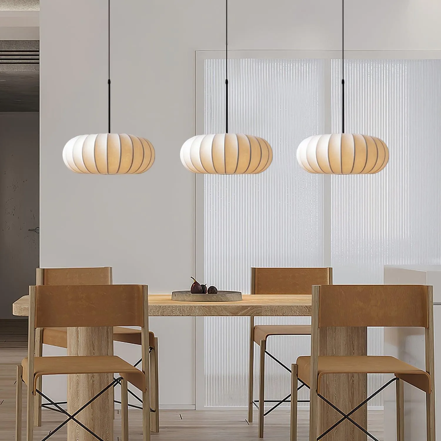 Simple Wabi-sabi White Lantern Fabric Pendant Lamp M06