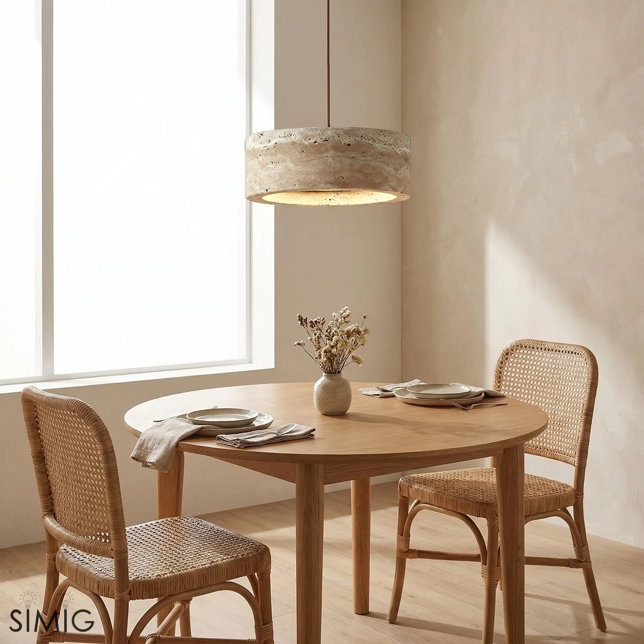 Kairis Neutral Tone Stone Pendant Lamp - Wabi Sabi Style for Kitchen Island T559