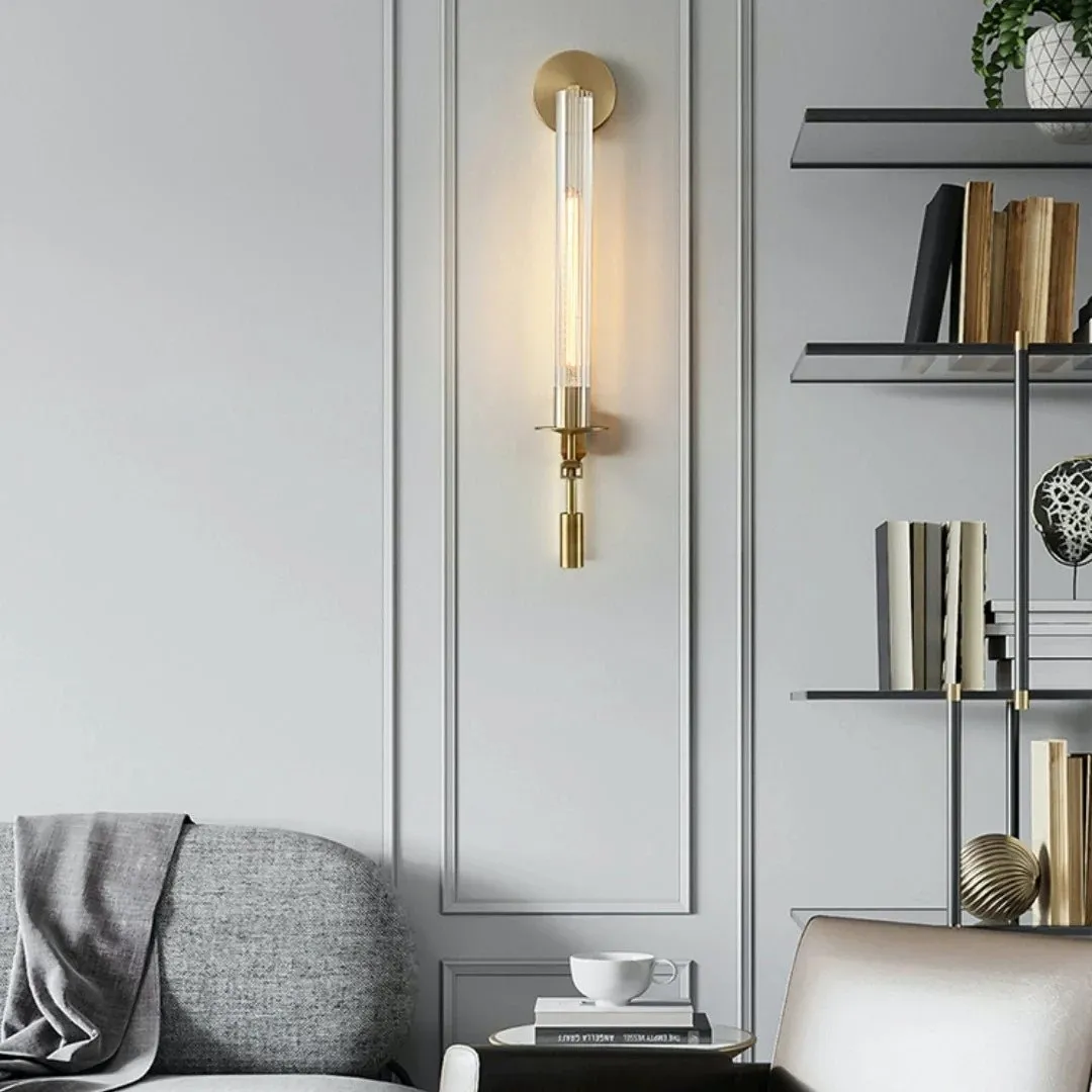 Ribbed Glass Wall Lamp with Slim Metal Base – Classic Meets Modern S229