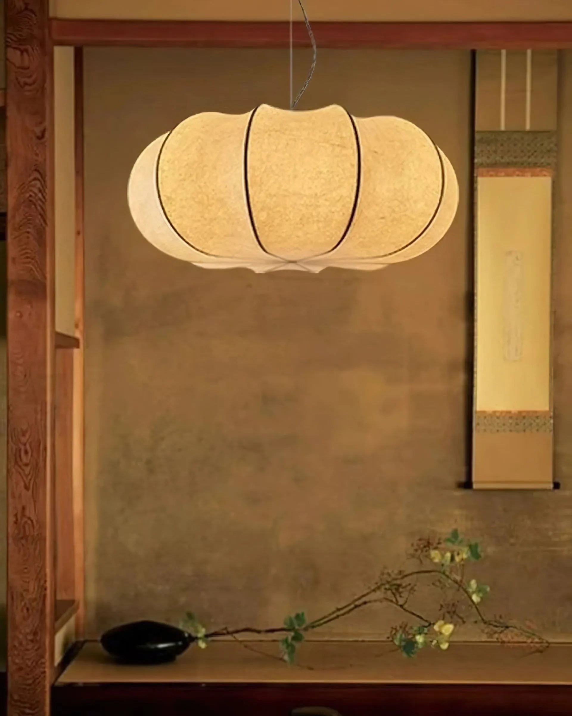 Modern Creative Flat Round Silk Pendant Lamp M25