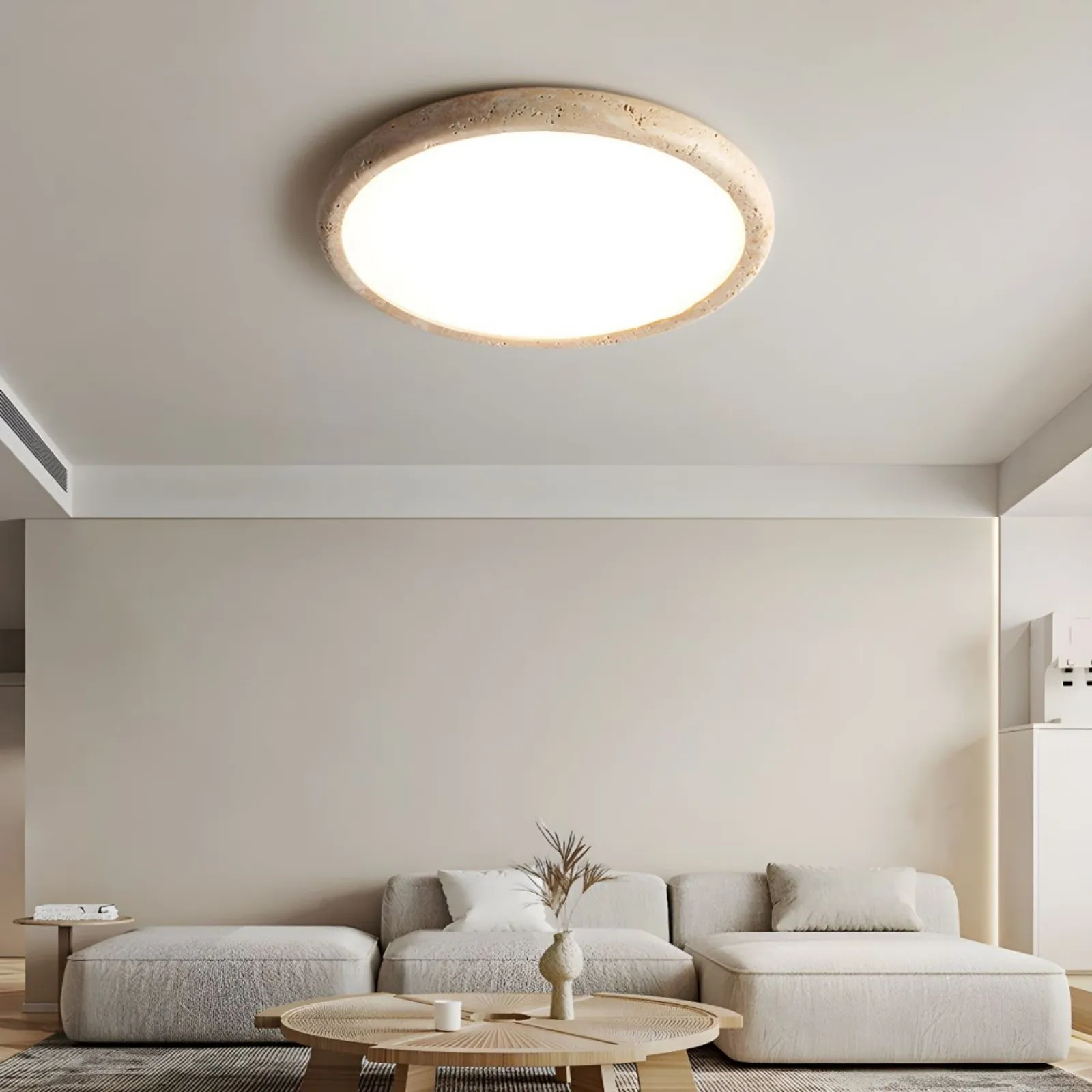 Travertine Disc Flush Mount Ceiling Light - Minimalist Design  Lighting S289