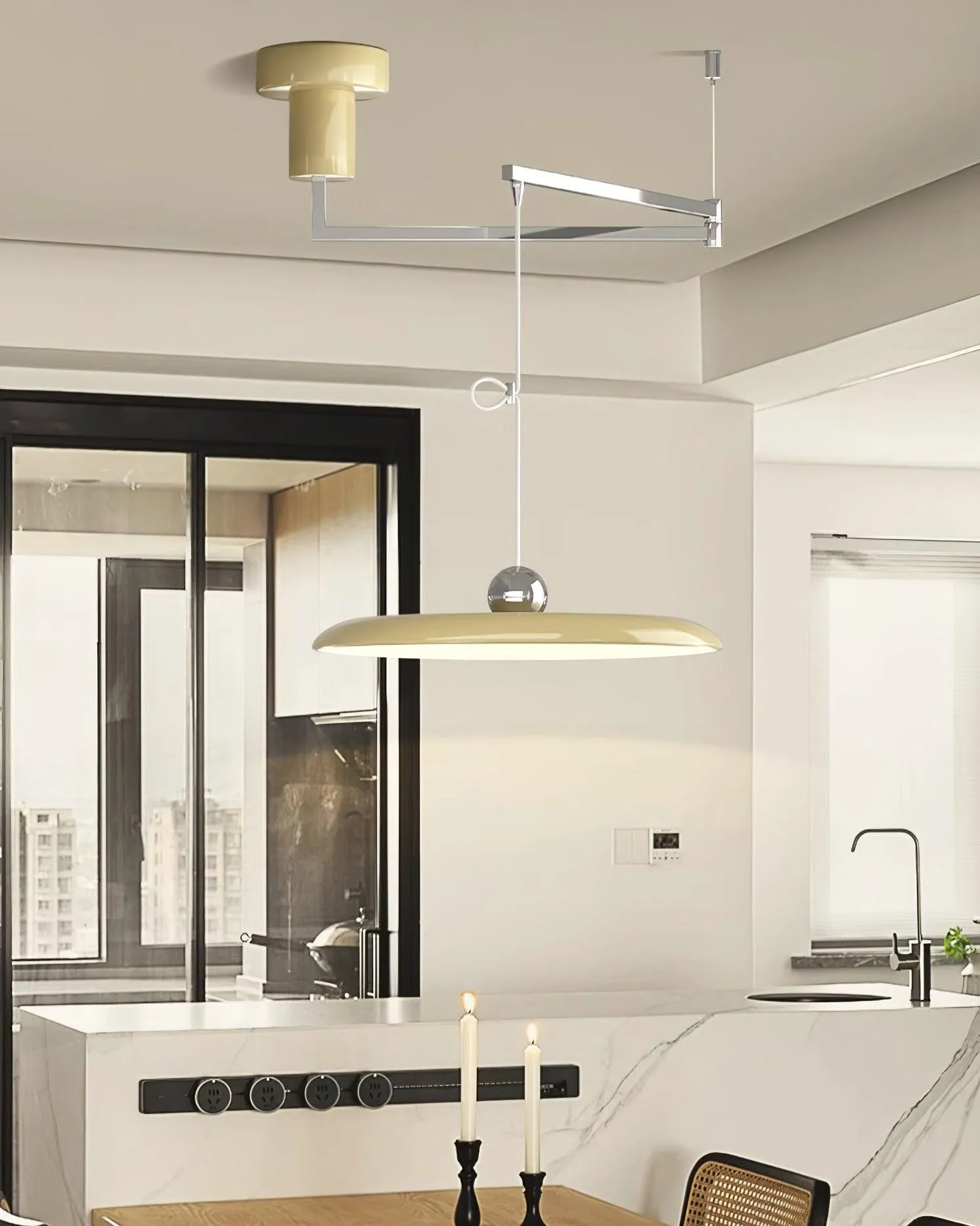 Simple Modern Adjustable Swing Arm Disc Pendant Lamp M11