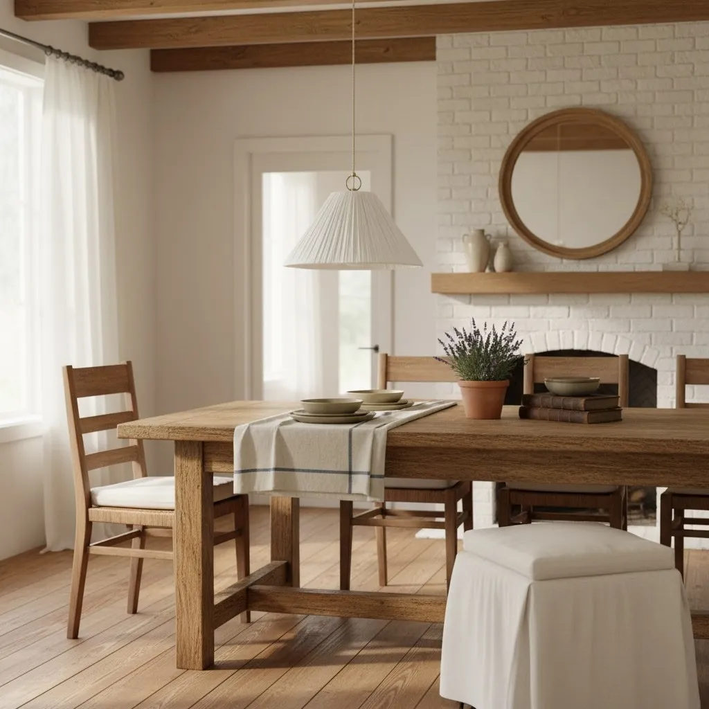 Blossine Brass Pendant - Scalloped Linen Shade for Living Room T442