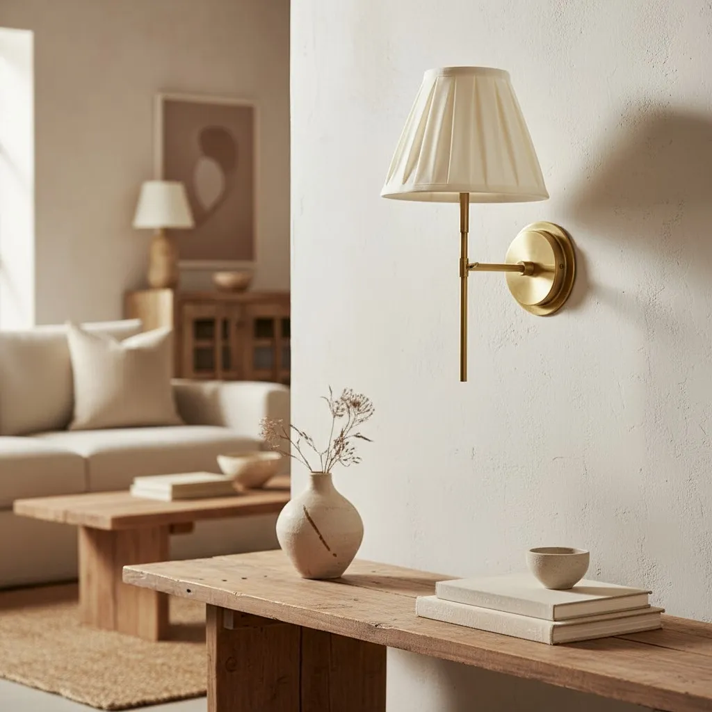 Cremaris Metal Wall Light with Fabric Shade - Timeless Sconce for Interior Lighting T1017