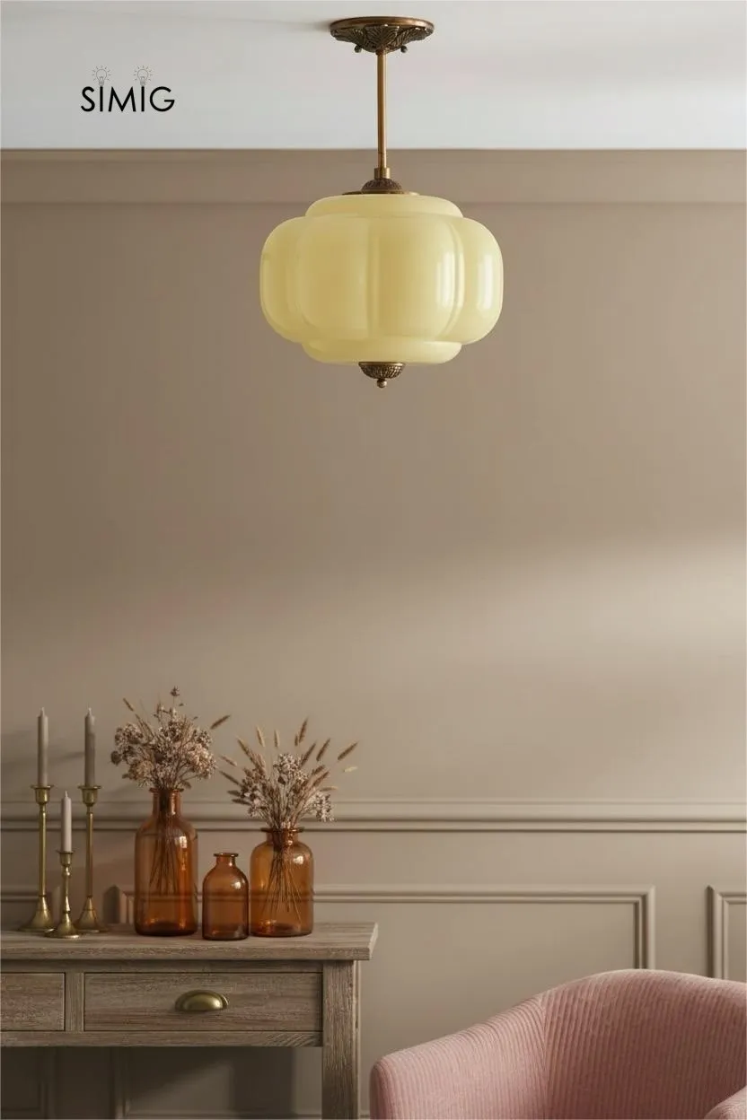Eloise Vintage Glass Pendant Light - Elegant Design Semi-Flush Mount Light G53