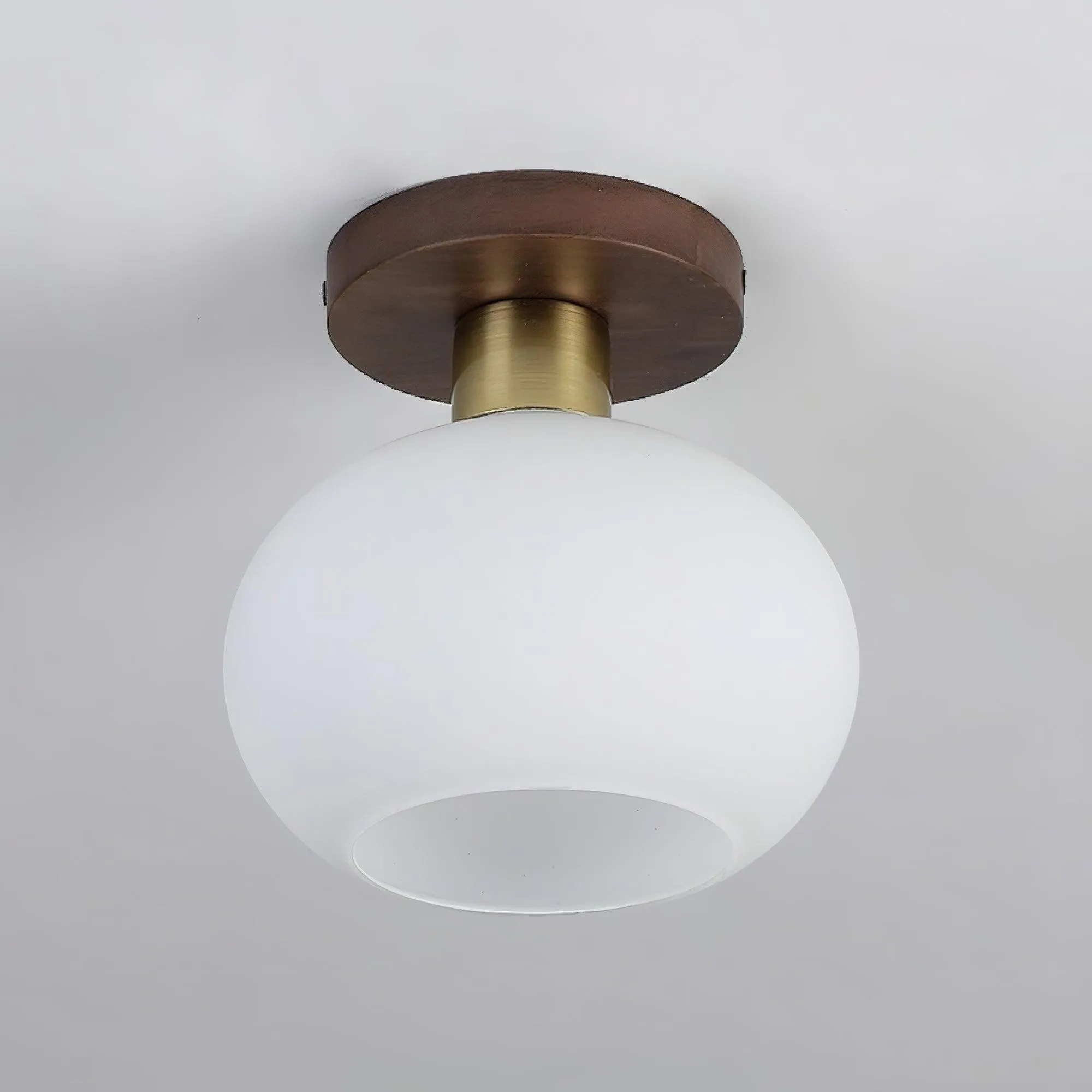 Vintage Wabi-Sabi Walnut Copper Glass Ceiling Lamp For Living Room M309