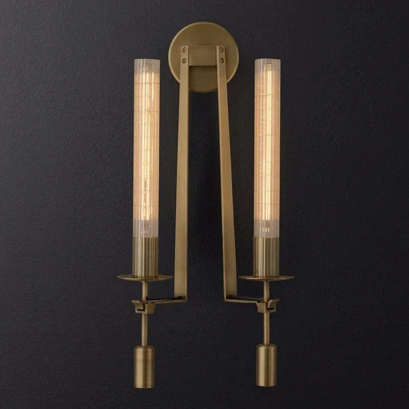 Ribbed Glass Wall Lamp with Slim Metal Base – Classic Meets Modern S229