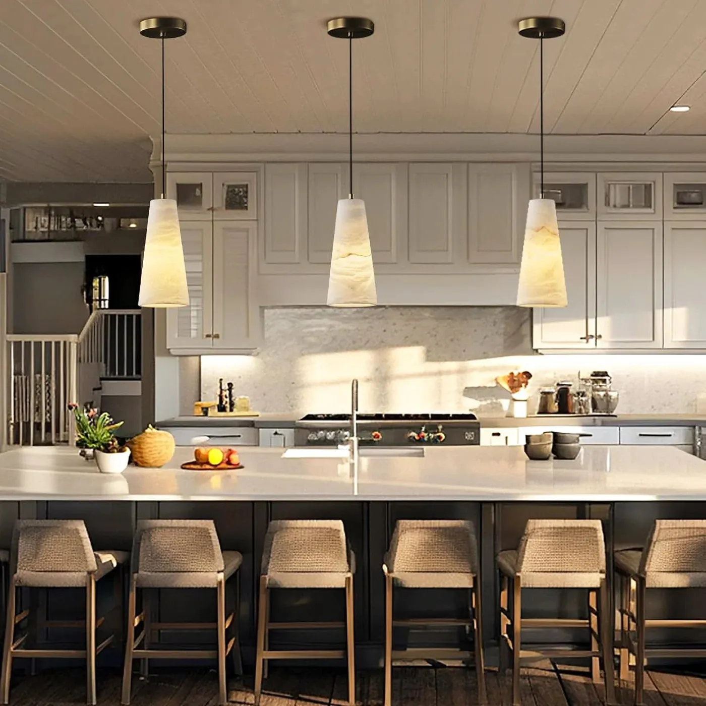 Aurora Pillar Alabaster Pendant Light T2171