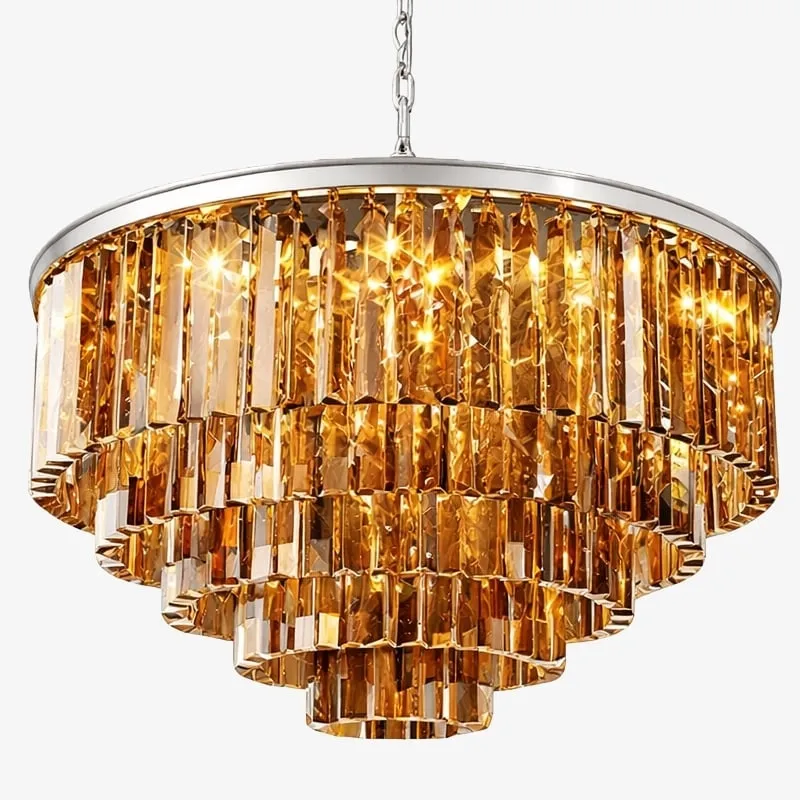 Aurevon Crystal Prism Metal Frame Modern Ceiling Chandelier for Home and Hotel T494