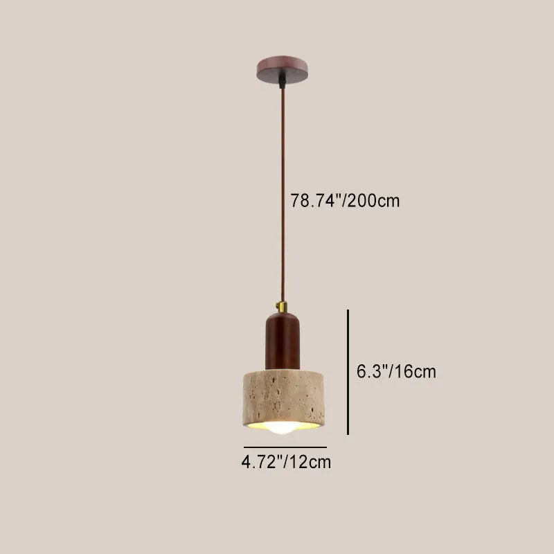 Natural Stone Wood Pendant Light - Minimalist Japanese Dining Lamp M08