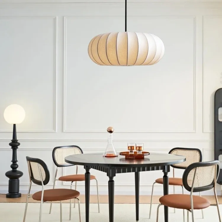 Simple Wabi-sabi White Lantern Fabric Pendant Lamp M06