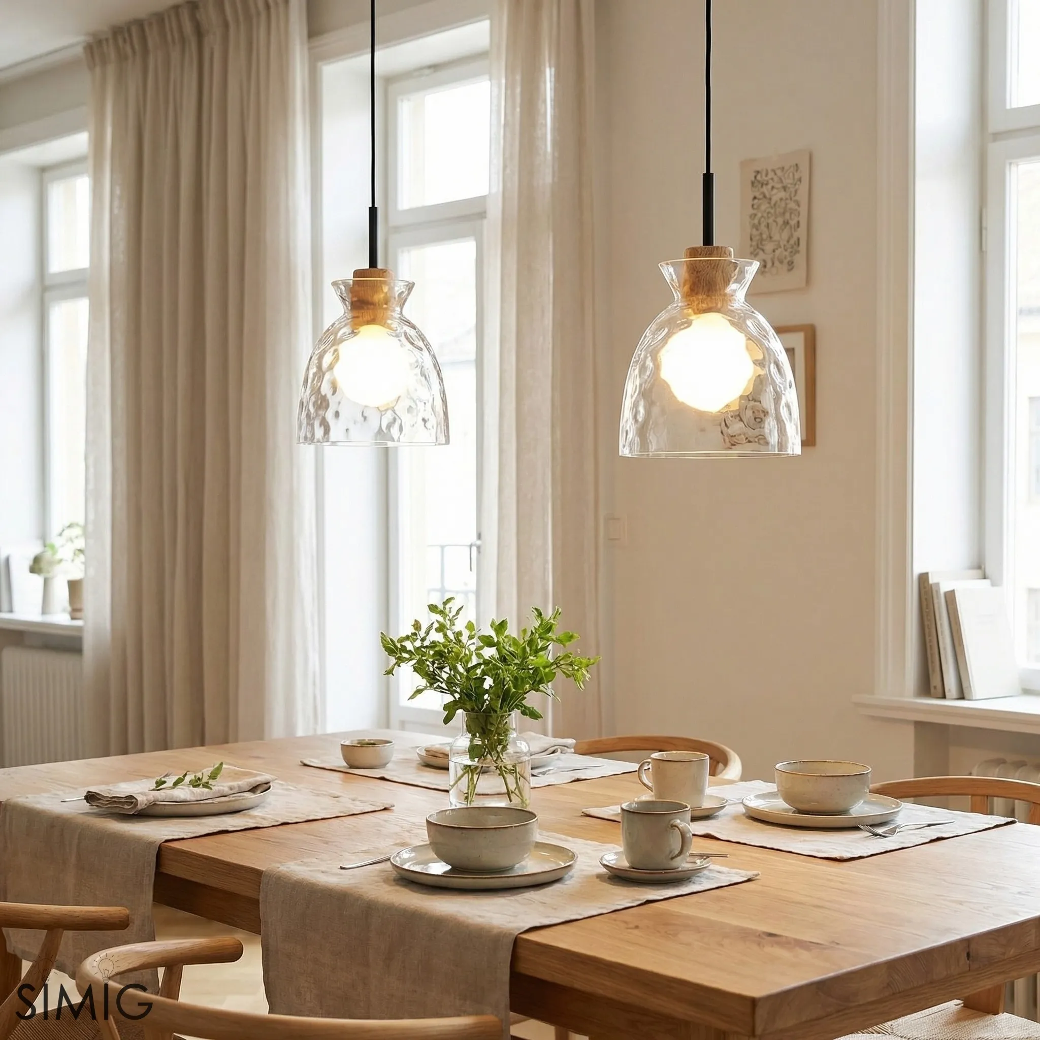 Quenora Textured Ripple Glass Pendant Light - Modern Style Pendant for Living Room U23