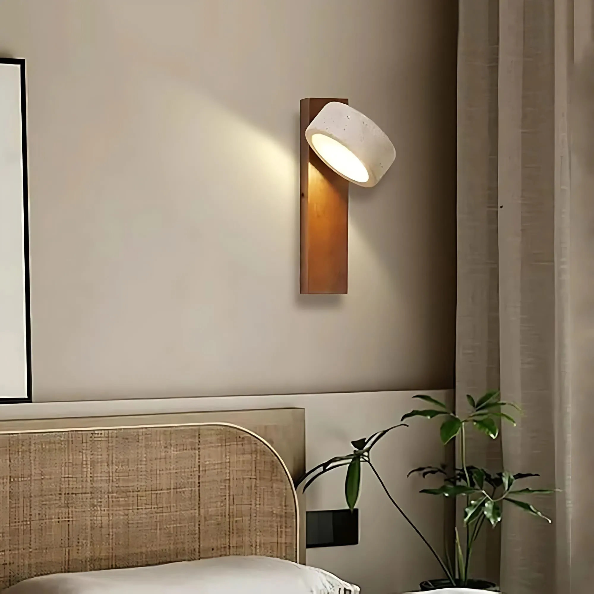 Travertine Cylinder Shade Lamp - Vintage Wall Sconce for Hallway M13