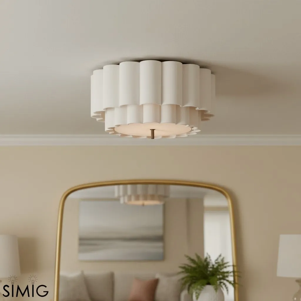 Linbron Scalloped Silhouette Ceiling Light – Flush Mount for Living Room T479