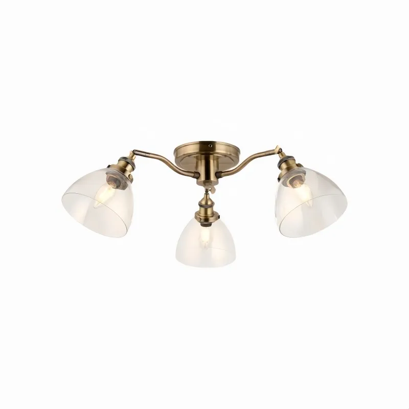 Novera Vintage-Inspired Semi-Flush Ceiling Fixture with Curved Arms for Living Spaces T1037