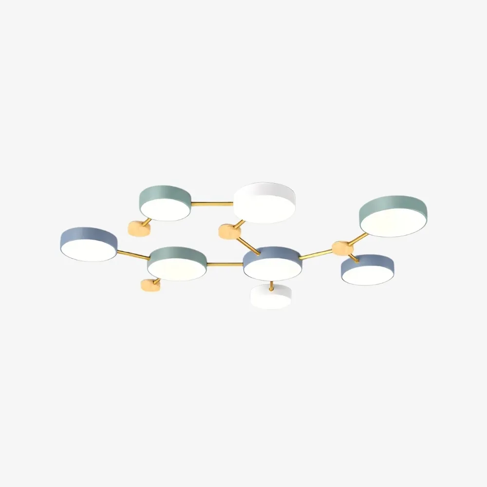 Contemporary LED Ceiling Lamp - Nordic Circle with Wood Branches for Bedroom S382