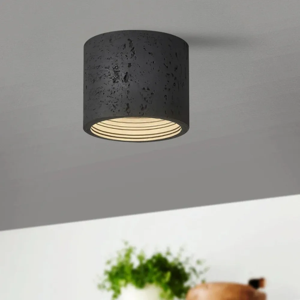Cylindrical Ceiling Light - Modern Travertine Living Room M72