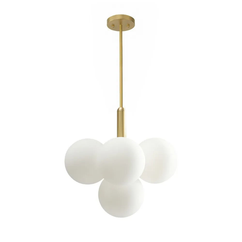 Opal Glass Bubble Cluster Grape Brass Chandelier for Dining Room