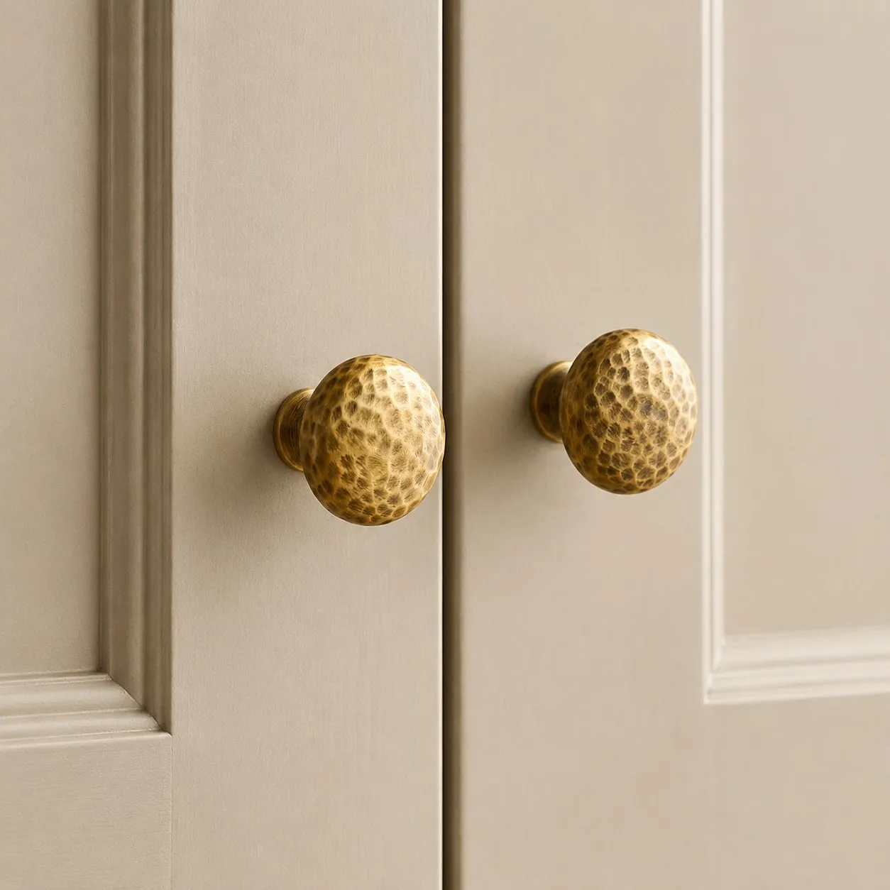 Hammered solid brass cabinet knob